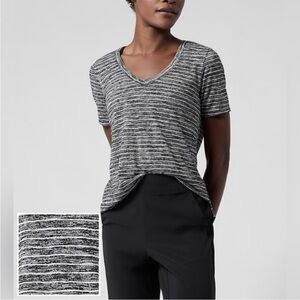 Athleta Breezy Striped Scoop V Tee